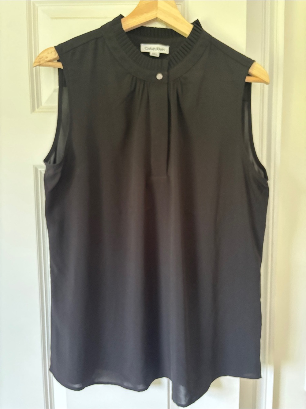 Calvin Klein Sleeveless Pleated Neck Camisole - Black